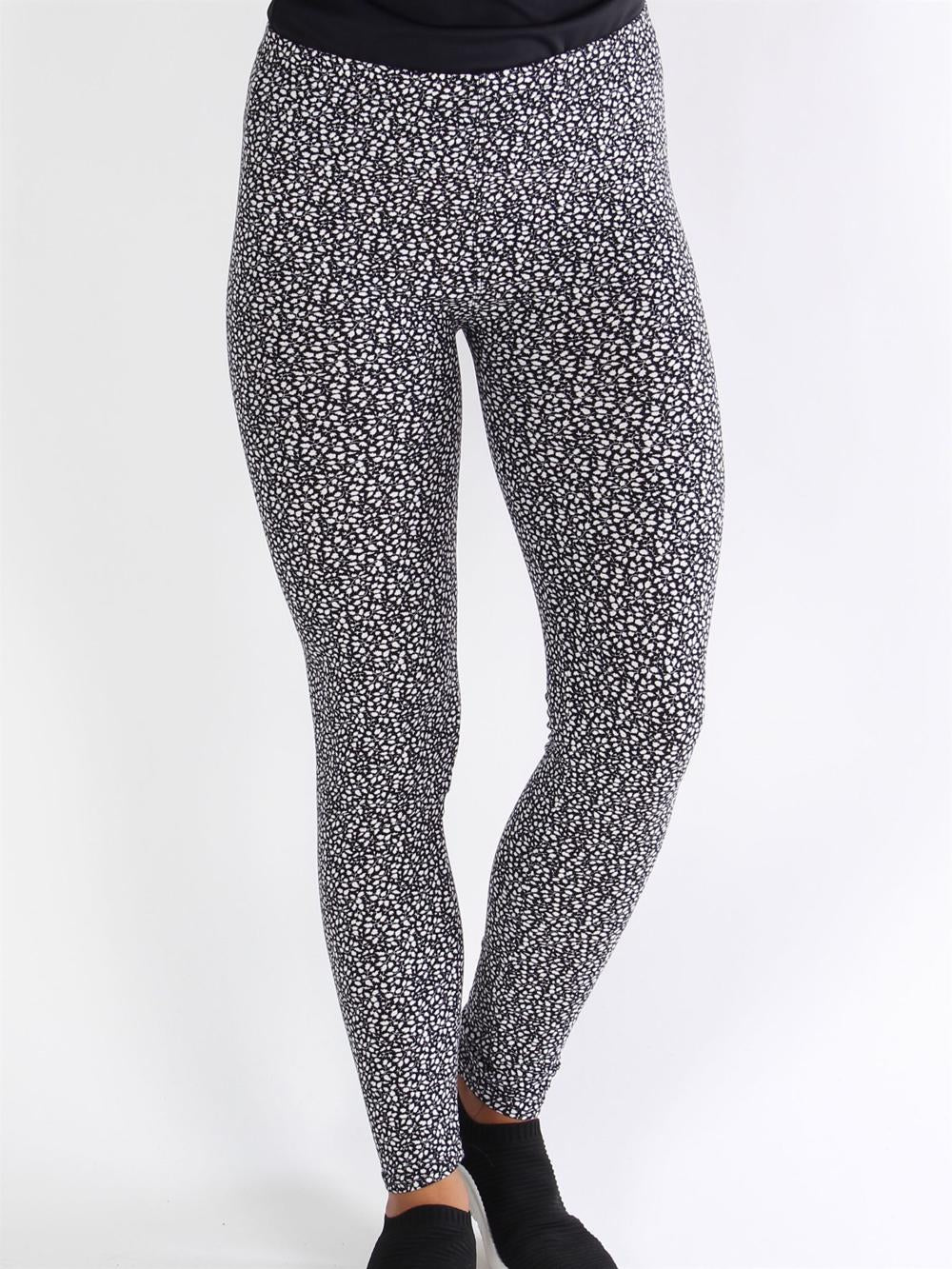 Silvana - Sorte leggings med bladmønster